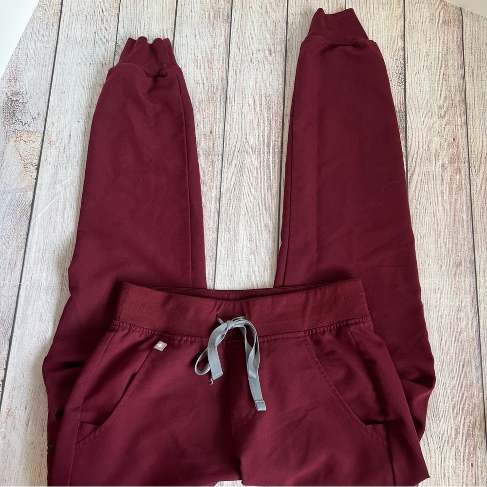 FIGS Technical Collection Burgundy Scrub Jogger Pants XXS